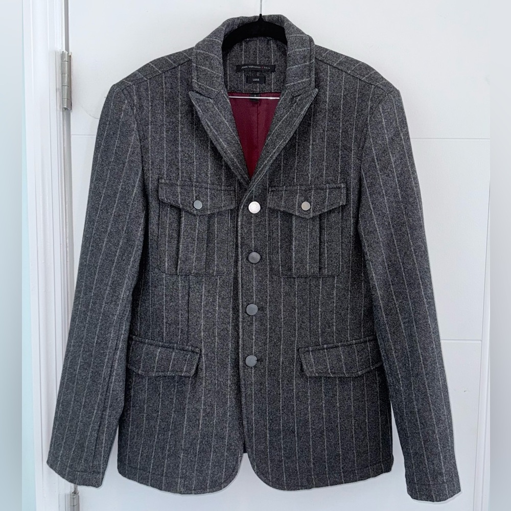 John Varvatos Star USA Luxe Pinstripe Wool Jacket Gray Small men’s